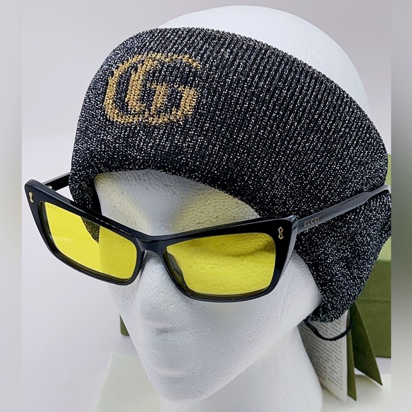 ❌SOLD❌NWT Authentic GUCCI Black Metallic Lurex Headband Logo GG Size M (57cm) - Picture 12 of 12